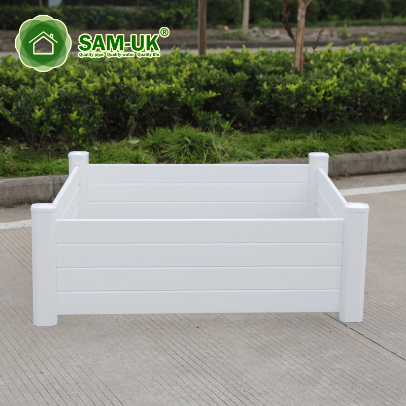 sam-uk Easy to assemble PVC white plastic rectangle square planting vegetables flower raised large raised garden bed planter box