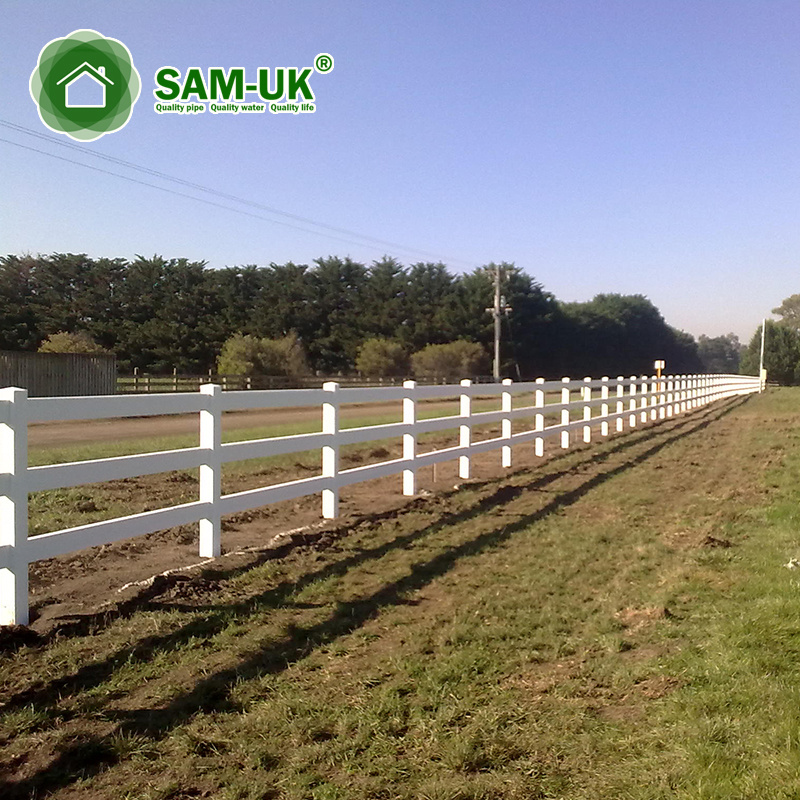 Wholesale Various sizes easy to assemble white Hot Sale Cheap Plastic Ranch Pastoral Farm PVC Fence Horse 3 Rail Fence