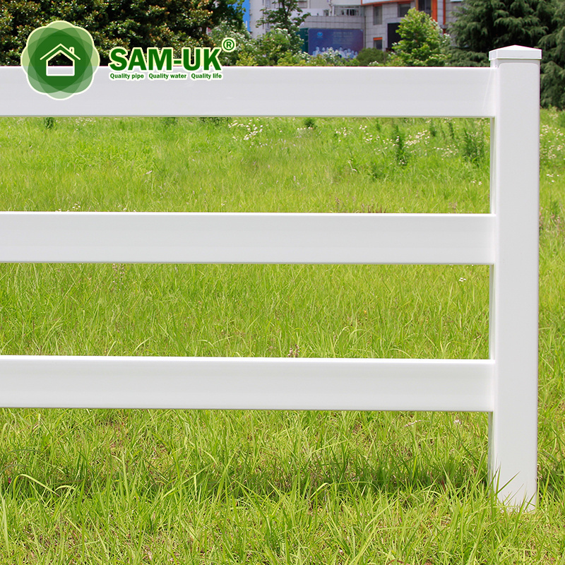 Wholesale Various sizes easy to assemble white Hot Sale Cheap Plastic Ranch Pastoral Farm PVC Fence Horse 3 Rail Fence