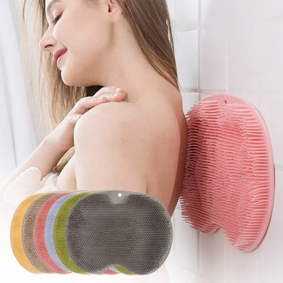 Bathroom Non-slip Silicone Foot Shower Mat Back Foot Scrubber with Suction Cup Massager Brush Body Scrubber Efoliating Mat