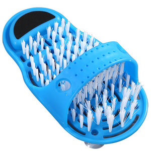 New Foot Washing Brush for Dead Skin Easy Feet Foot Scrubber Brush Massager Shower Clean Blue Slippers