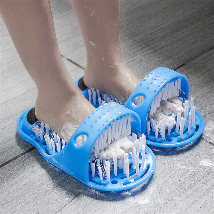 New Foot Washing Brush for Dead Skin Easy Feet Foot Scrubber Brush Massager Shower Clean Blue Slippers