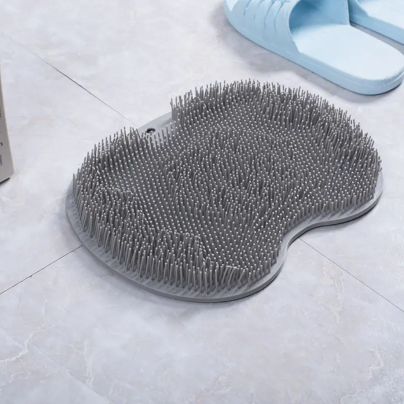 Bathroom Non-slip Silicone Foot Shower Mat Back Foot Scrubber with Suction Cup Massager Brush Body Scrubber Efoliating Mat