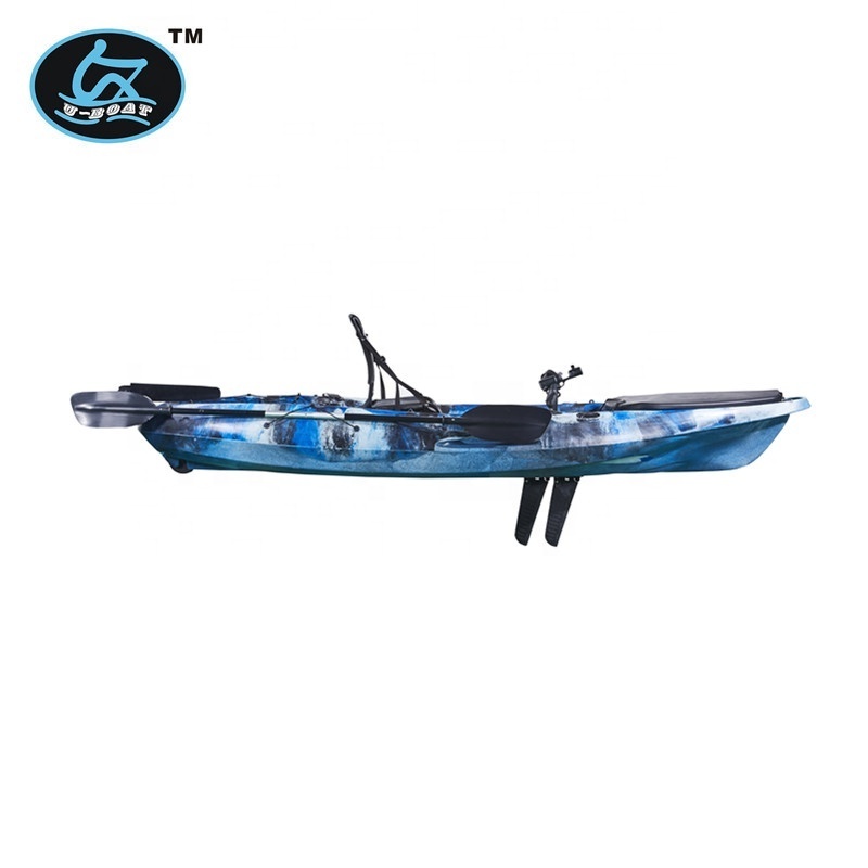 cheap plastic fishing pedal kayak&boat with 5 rod holders and electric motor optional