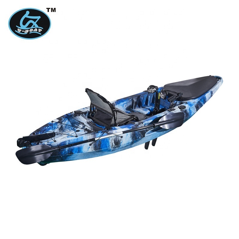 cheap plastic fishing pedal kayak&boat with 5 rod holders and electric motor optional