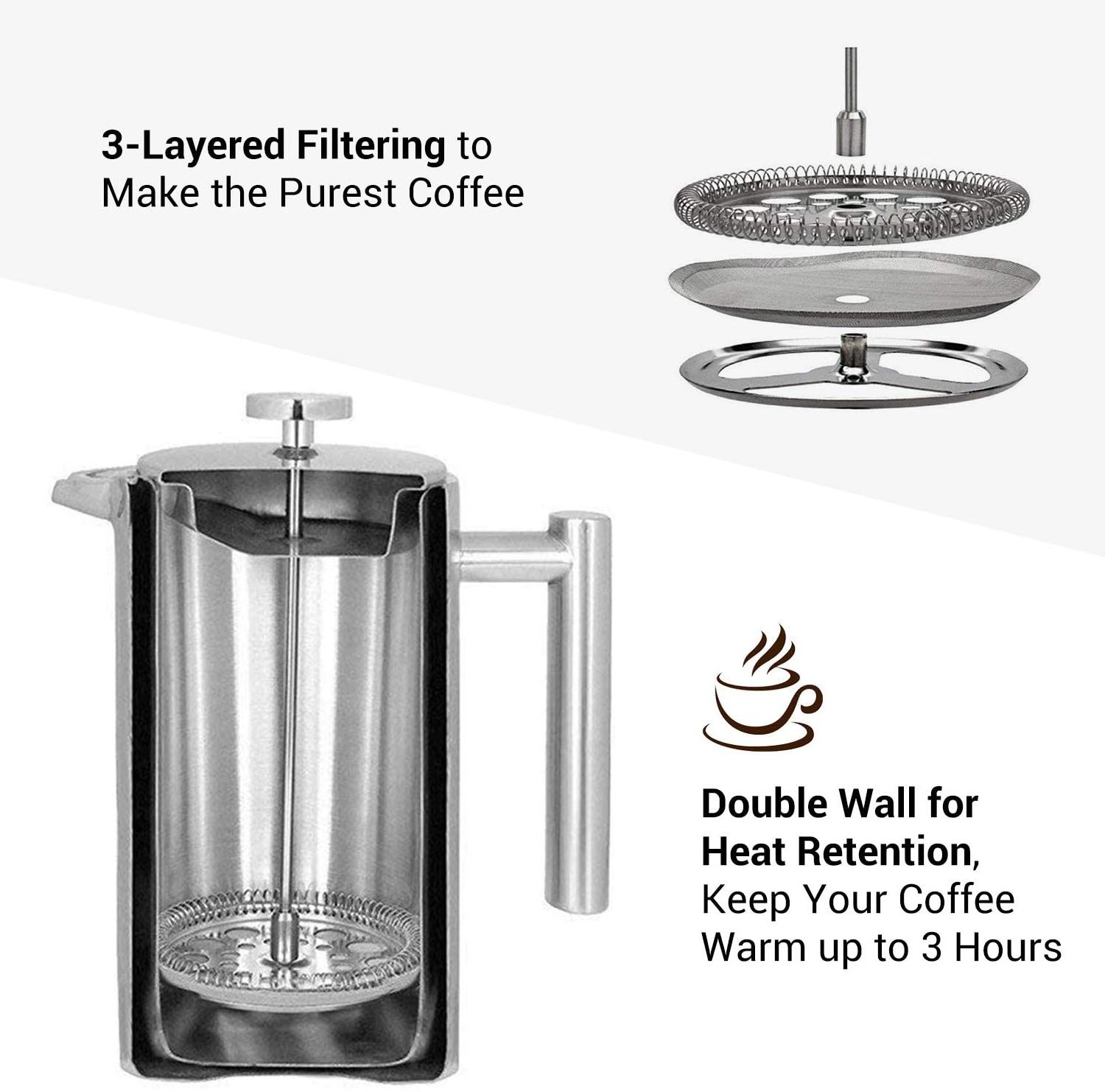 Manufacturer 350 Ml French Press Stainless Steel Cafetiere Espresso Coffee Maker