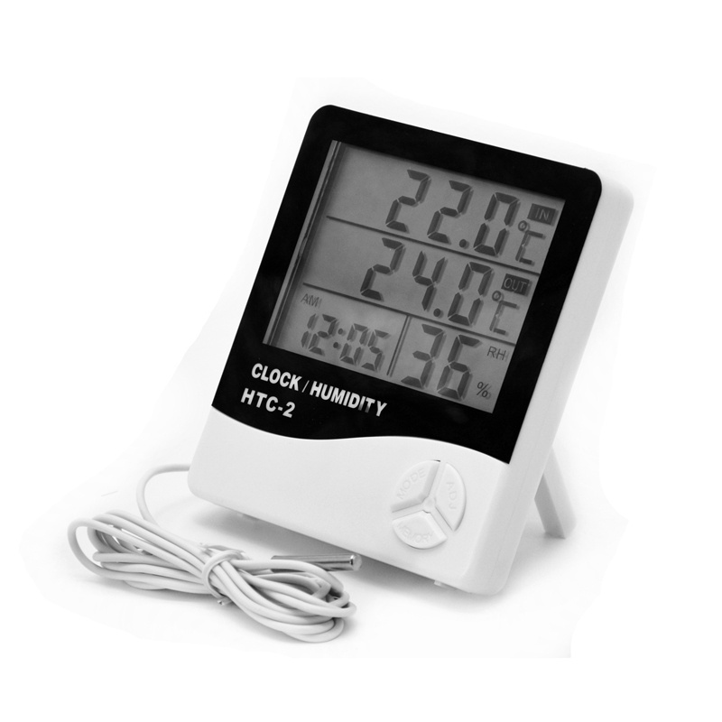 HTC -2 Digital Temperature Humidity Meter/Outdoor Thermometer Hygrometer with clock