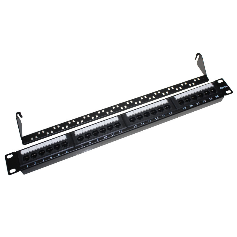 24 Port 1U Wall Mount Rack Mountable RJ45 CAT5e Patch Panel