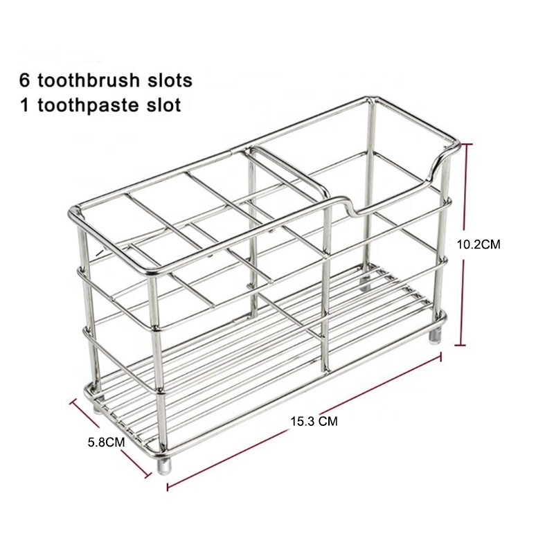 Amazon Best Seller Bathroom Accessories 304 Stainless Steel Toothbrush Holder Toothpaste Stand Holder