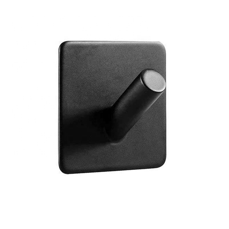 Black Metal Aluminum Hook Adhesive Robe Key Hook Stainless Steel Coat Hanger Self Adhesive Sticky Wall Hook for Clothes Hanger