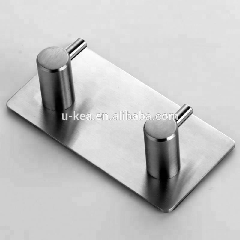 SUS304 Stainless Steel Self 3M Adhesive Hook Bathroom Shower Robe Double Hook Wall Coat Hook for Key Handbag Hanger