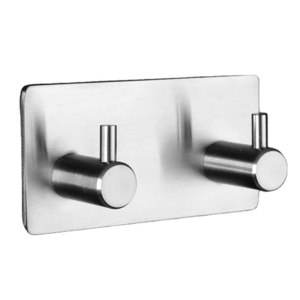 SUS304 Stainless Steel Self 3M Adhesive Hook Bathroom Shower Robe Double Hook Wall Coat Hook for Key Handbag Hanger