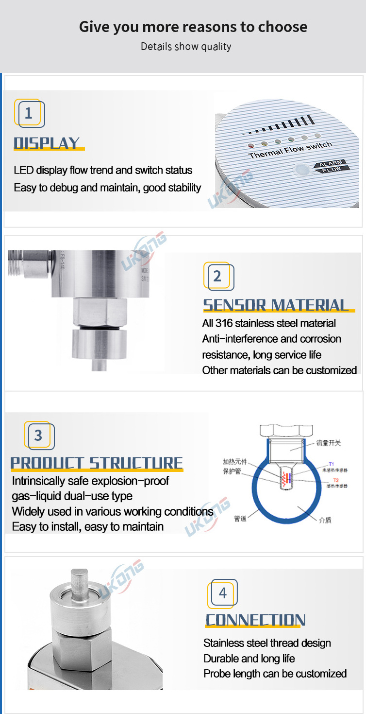 Water Oil hydraulic PNP NPN relay SPDT Thermal Water Cycle Thermal flowswitch Flow Switch for pump