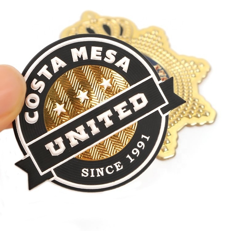 Heat Transfer 3D Embossed Gold Logo Sticker High Frequency TPU Patches for Event Organization