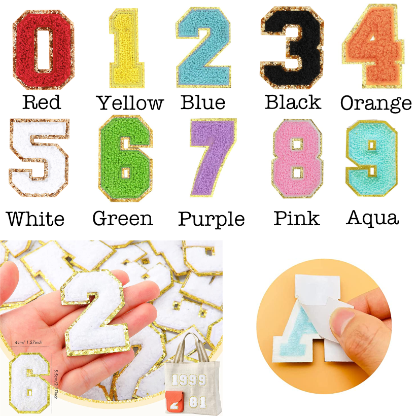 Classic DIY A-Z Alphabet Number Custom Iron On Logo With Sequins Chenille Letters On Clothing Embroidered Chenille Patches