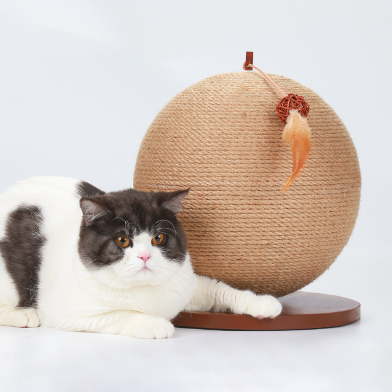 Wholesale cat scratching big sisal ball with interactive toy for indoor cats