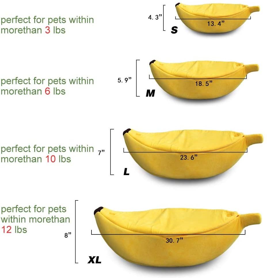 U-PETS Cute banana shaped plush pet soft bed cat beds