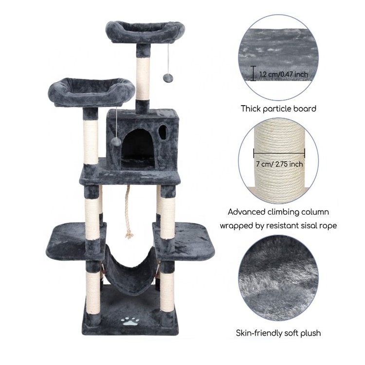 U-PETS Factory Direct Supply Classic Cat Tree, Cat Scratching Post, Cat Tower with Cat Room and Hammock