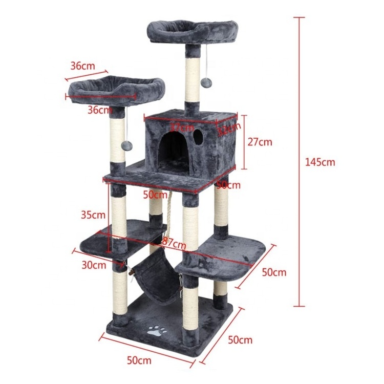 U-PETS Factory Direct Supply Classic Cat Tree, Cat Scratching Post, Cat Tower with Cat Room and Hammock