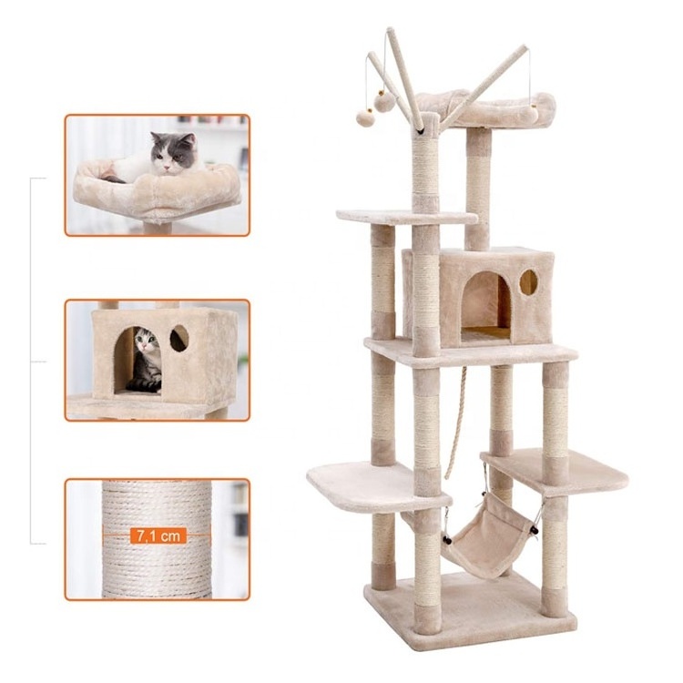 Best Selling Basic Cat trees Hammock and condo and factory direct supply cat tower tree