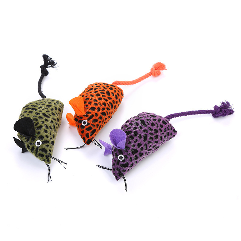 Factory cheap leopard print plush catnip mice toys catnip cat toys