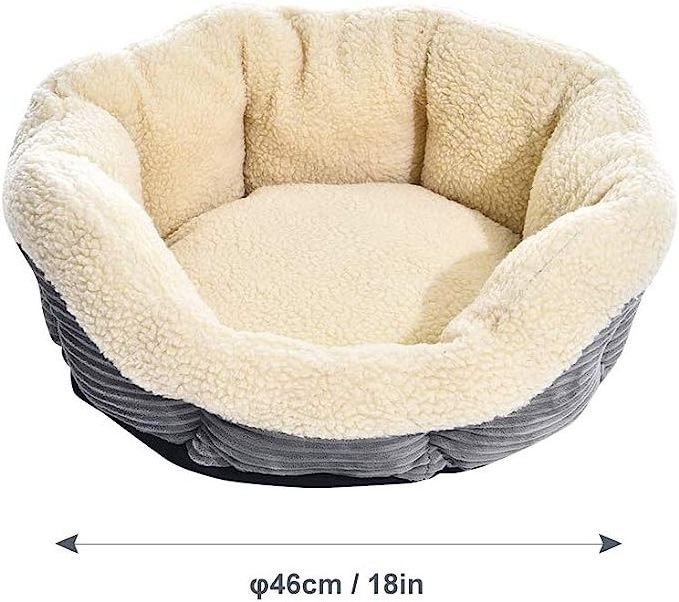 Self Warming Round Pet Bed Corduroy Small Dog Beds