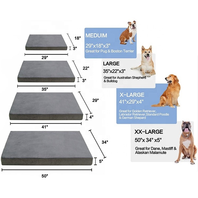 U-PETS Memory Foam Mattress Dog Beds Cushion Waterproof Pet Bed for Crate with Removable Washable Cover