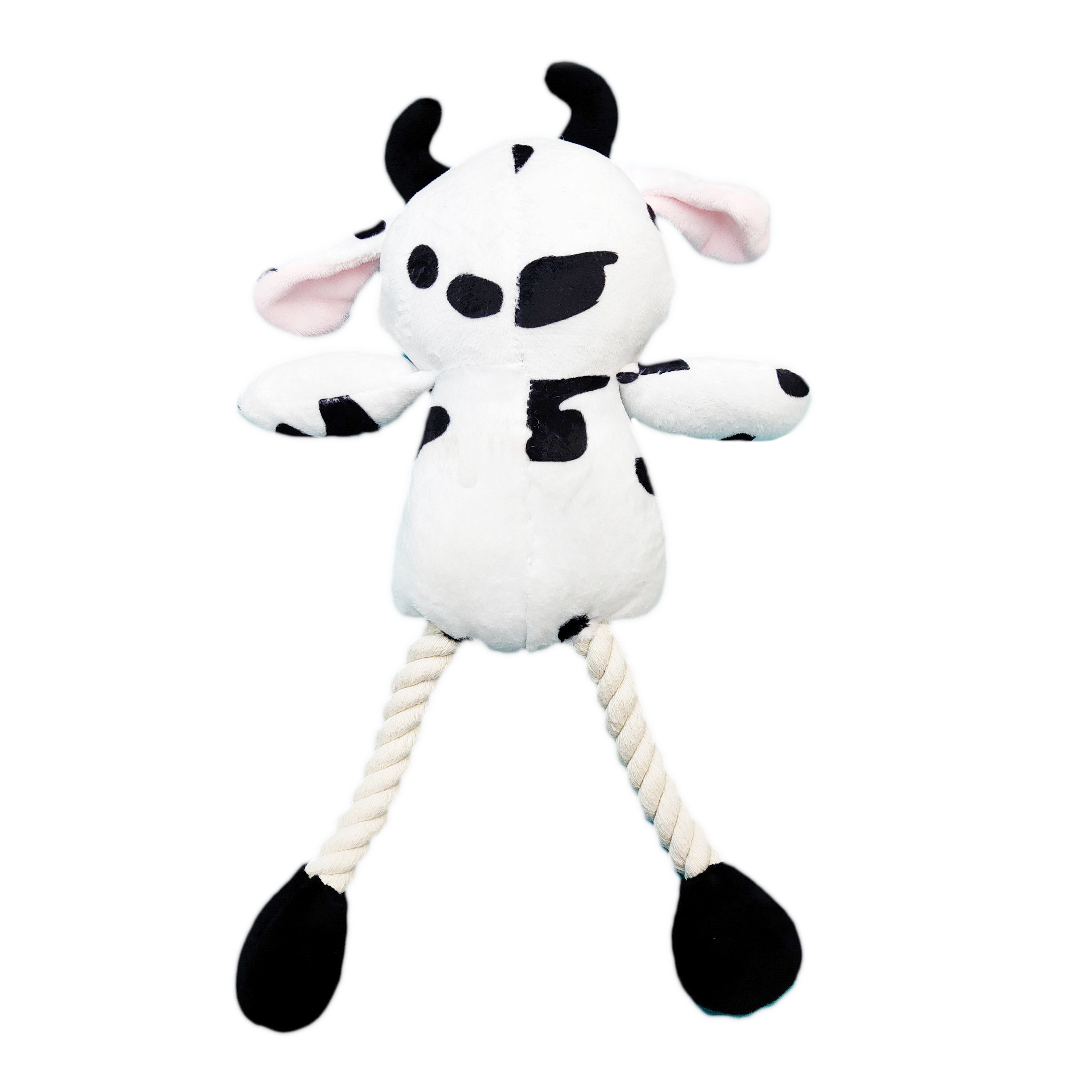 Factory custom interactive plush cow shaped dog chew toy