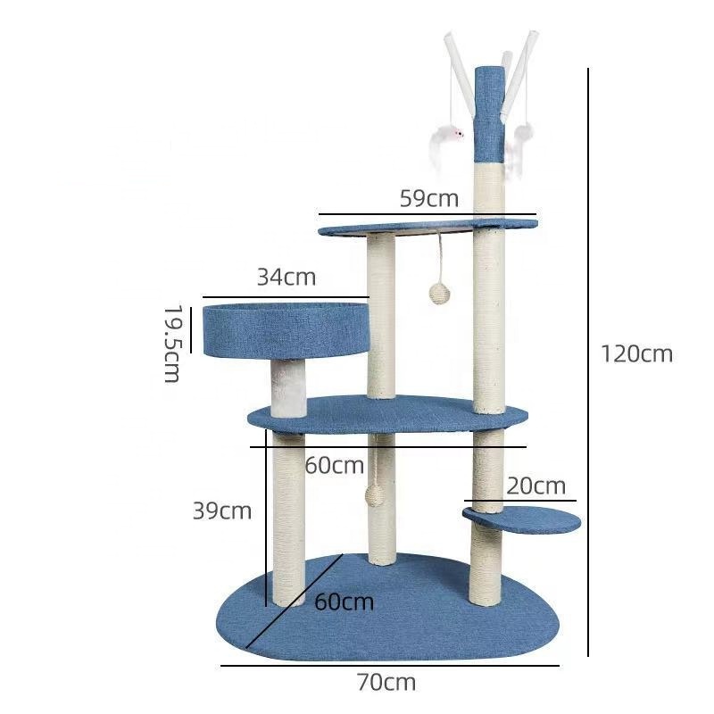 Luxury Pet Products Cat Tree Scratching Sisal Posts Modern Cat Furniture Custom BSCI Toys for Cats Sustainable Interactive Toy