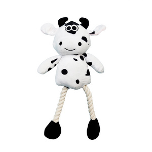 Factory custom interactive plush cow shaped dog chew toy