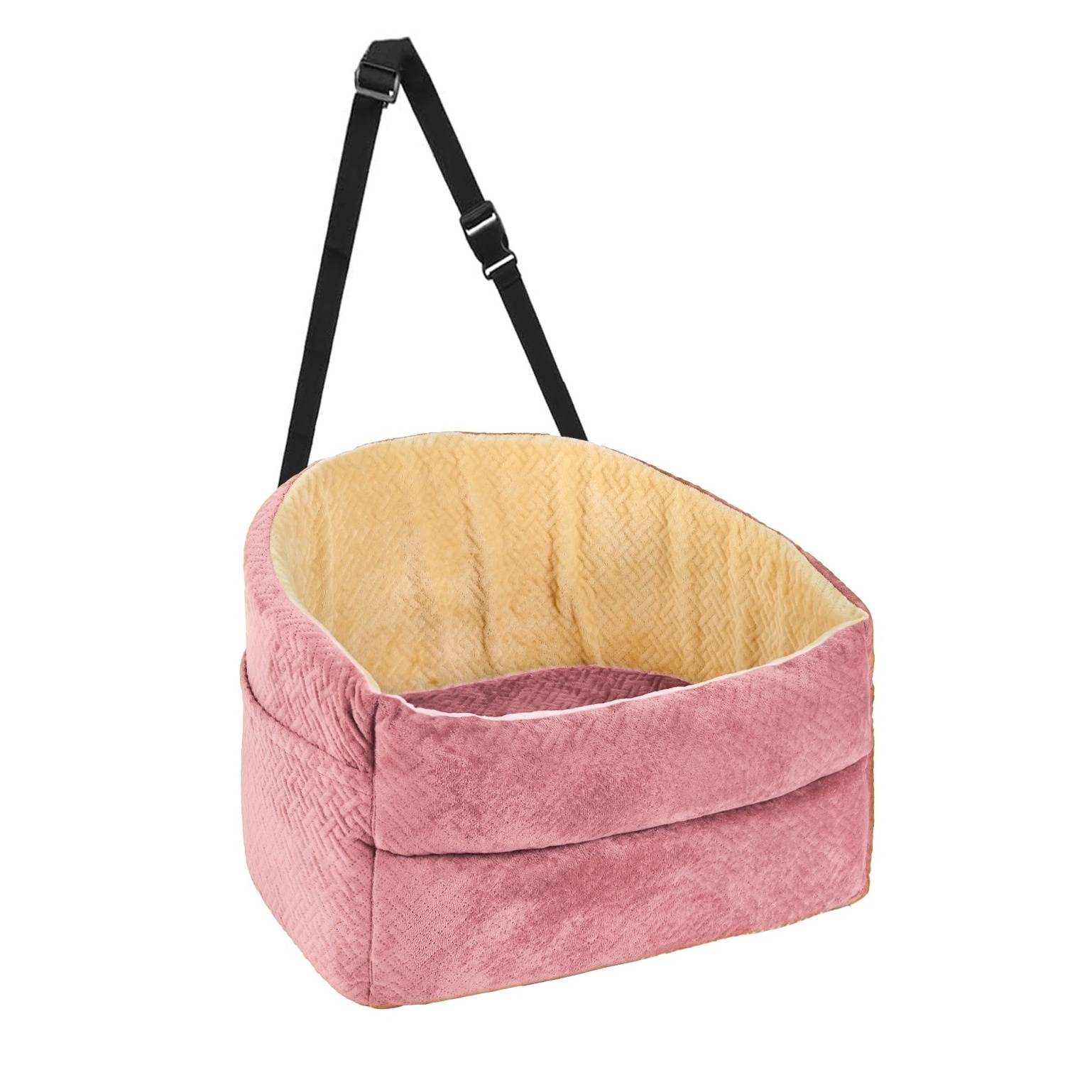 Portable Dog Booster Seat for Quilting Fabric Comfortable Washable Bed Safety Buckle Cats Memory Foam Plush Materials Travel