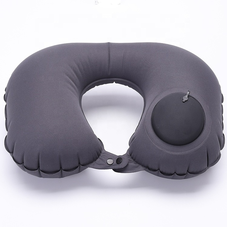 Soft U Shaped Hand Press Pump Air Inflatable Air Travel Neck Pillow