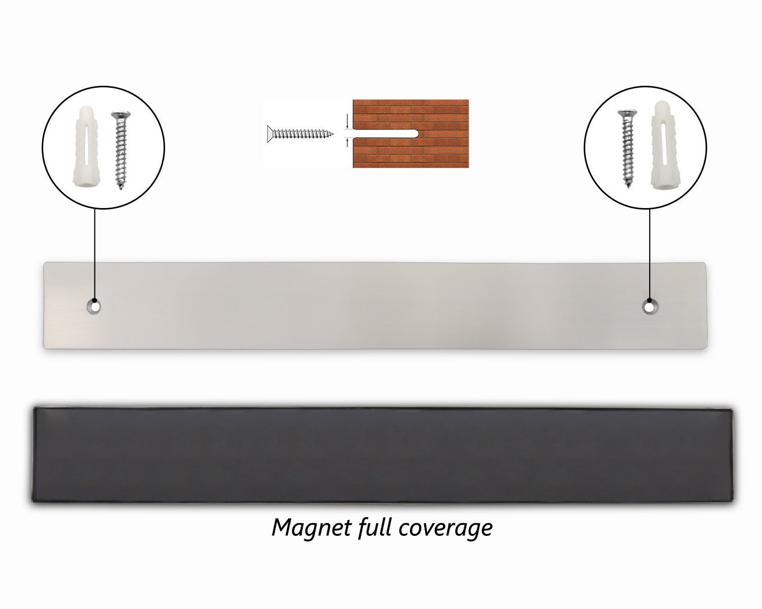 16 Inch Stainless Steel Magnetic Knife Bar - Use as Knife Strip Holder, Kitchen Utensil Holder and Tool Holder