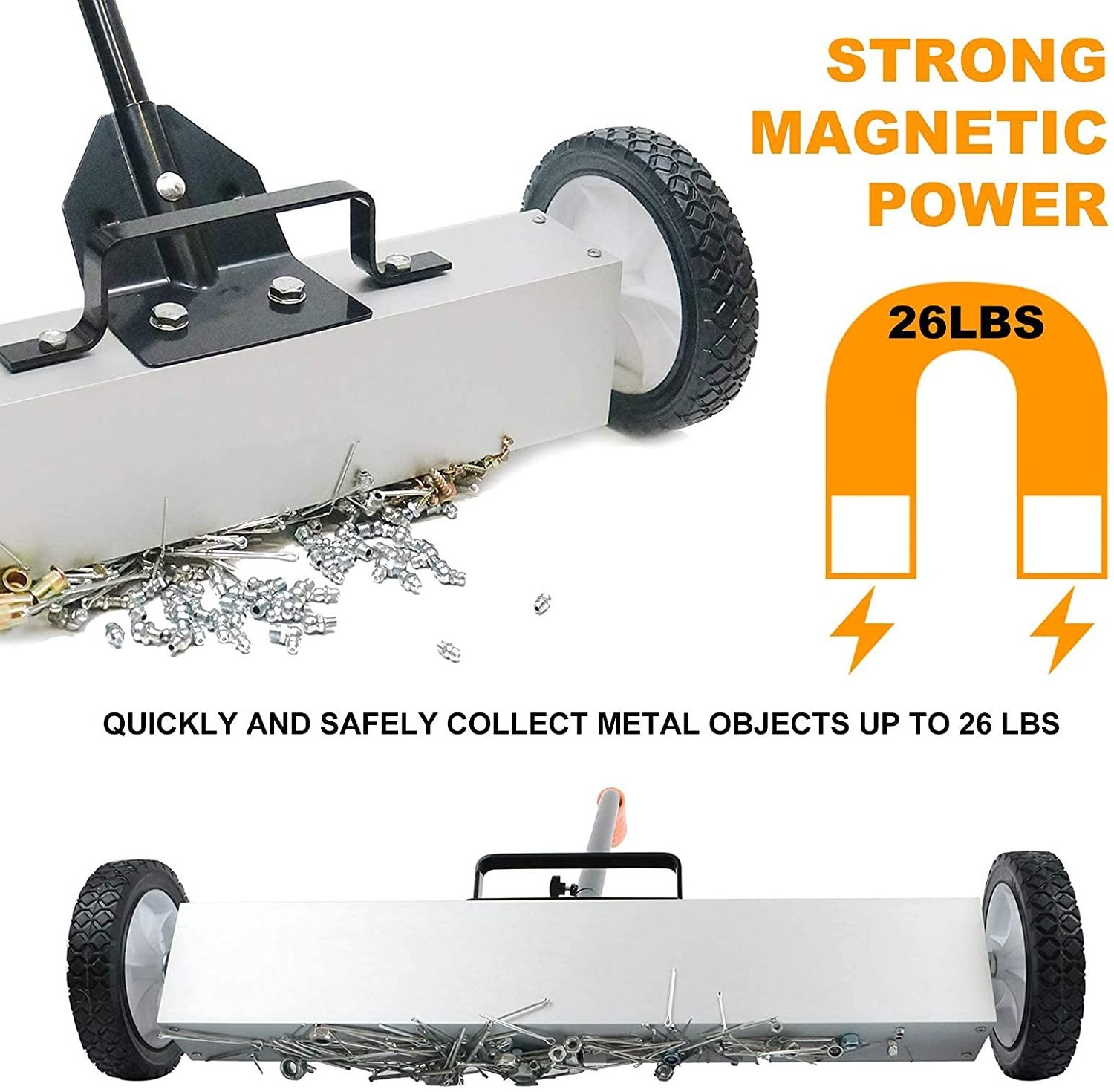 Light Hand Push Type Metal Street Sweeper Road Magnet Floor Sweeper with Wheels