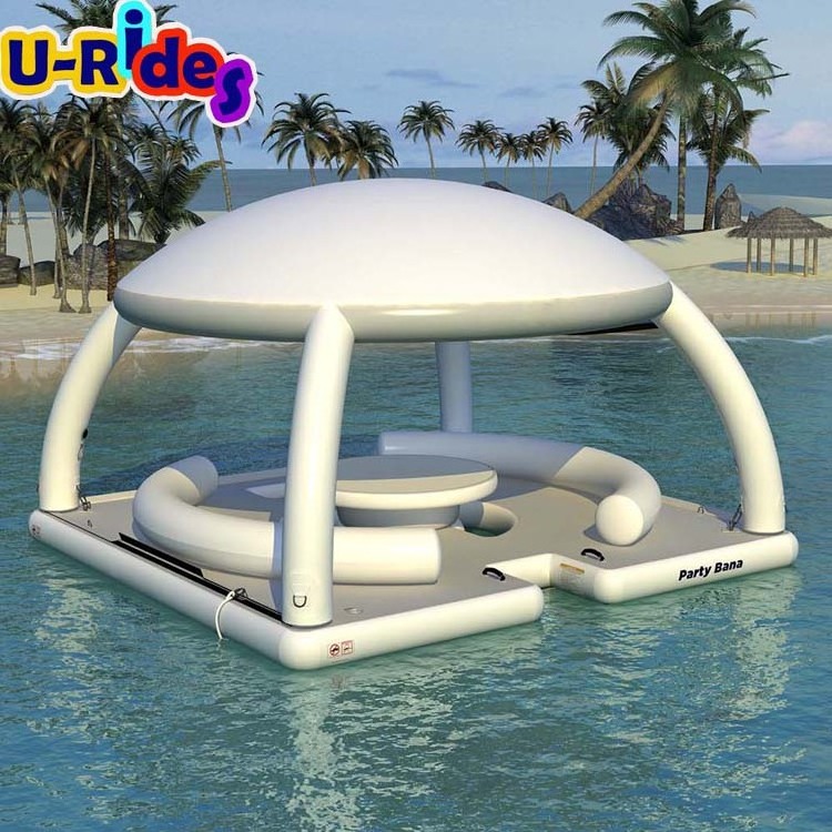 Hot Water party inflatable floating boat dock air platform sofa boat inflatable floating leisure platform floating dock with ten