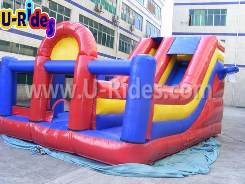 Commercial 2-Lane Inflatable Castle Slide with PVC Climbing Wall for Pool Rental Use