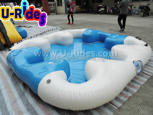 Blue color water Floating Inflatable float island for 6 person