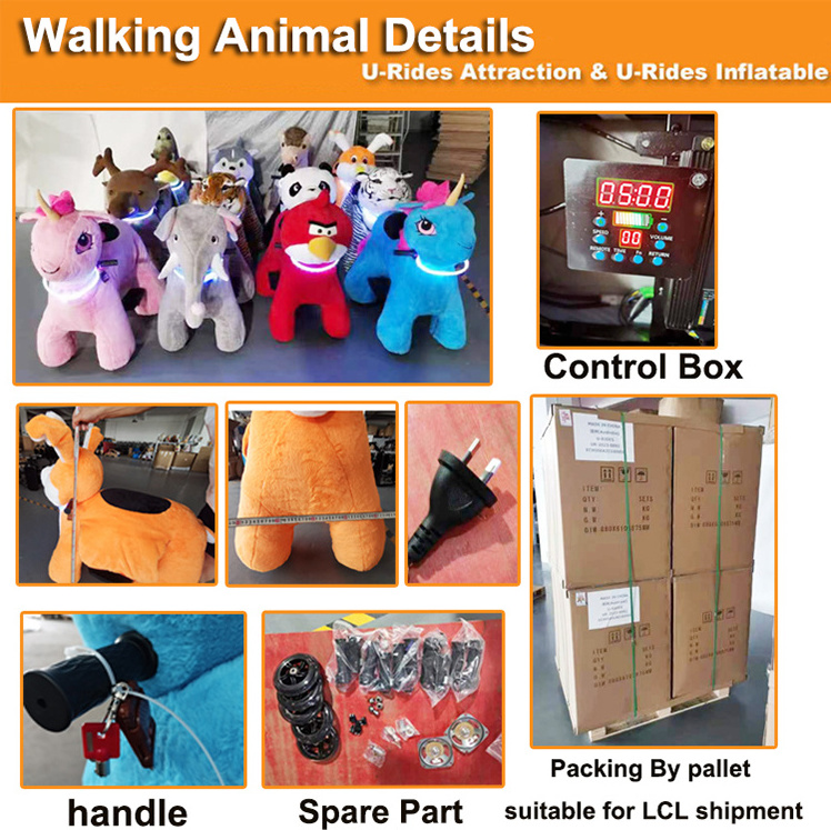 Plush Big size Stuff walking animal ride electric scooter ride on animal for mall