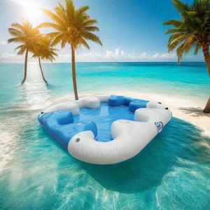 Blue color water Floating Inflatable float island for 6 person