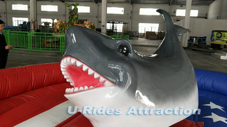 U-Rides Mechanical Shark rodeo with inflatable jumper for Party Events Amusement park