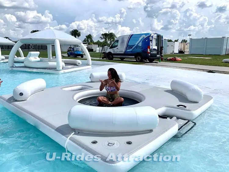 Hot Sale Aqua Party Summer Inflatable Water Park Inflatable Dock Deck Inflatable Floating Platform With Tent