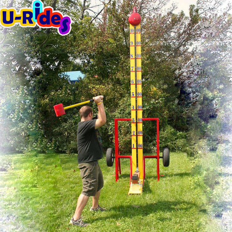 Factory prices custom patent certification 10ft~17Ft high striker game with hammer for amusement carnival events