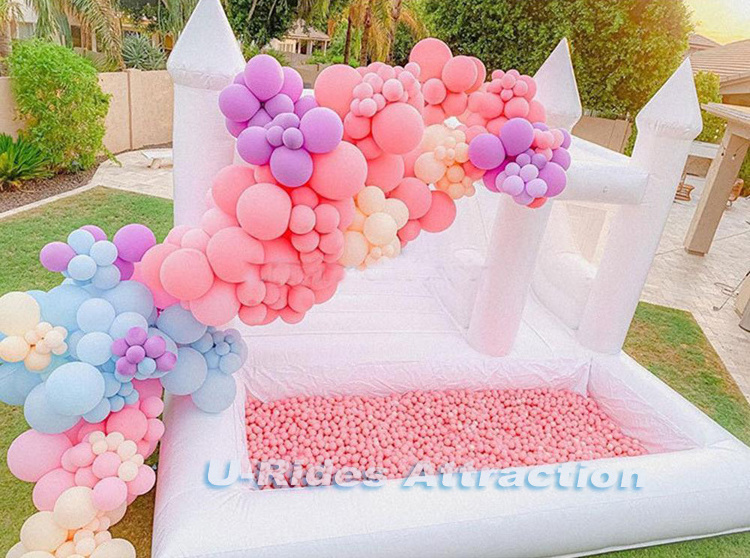 Wholesale wedding bouncy kid adult jumping combo inflatable white bounce house with ball pit slide plain castle for party event