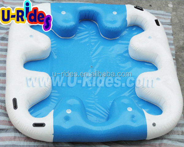 Blue color water Floating Inflatable float island for 6 person