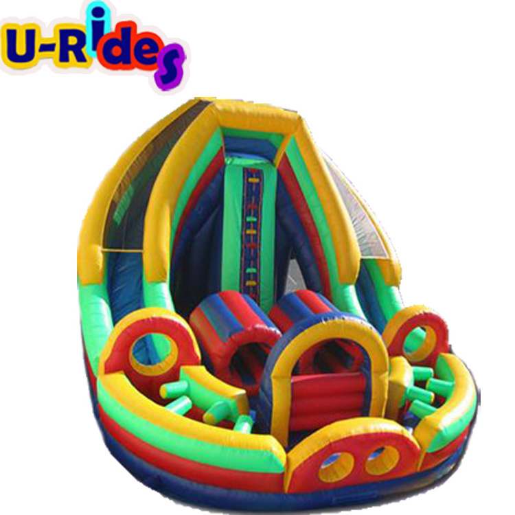 Challenge inflatable obstacle slide with dounel lanes inflatable stair slide for kids and adults