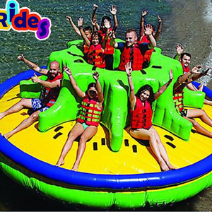 popular water game equipment customized size inflatable flying towable rotating boat inflatable disco boat For Water Sports