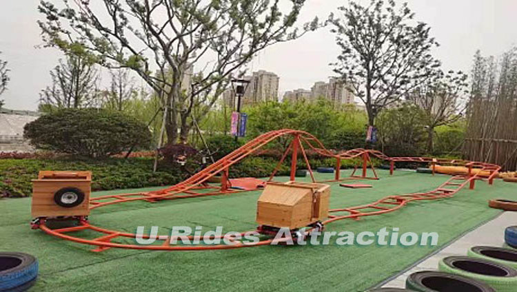 Hot sale amusement park equipment manpower driving mini roller coaster train human power roller coaster for kids