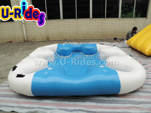 Blue color water Floating Inflatable float island for 6 person