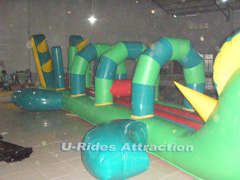 Inflatables water pool inflatable crocodile obstacle run course floating slide