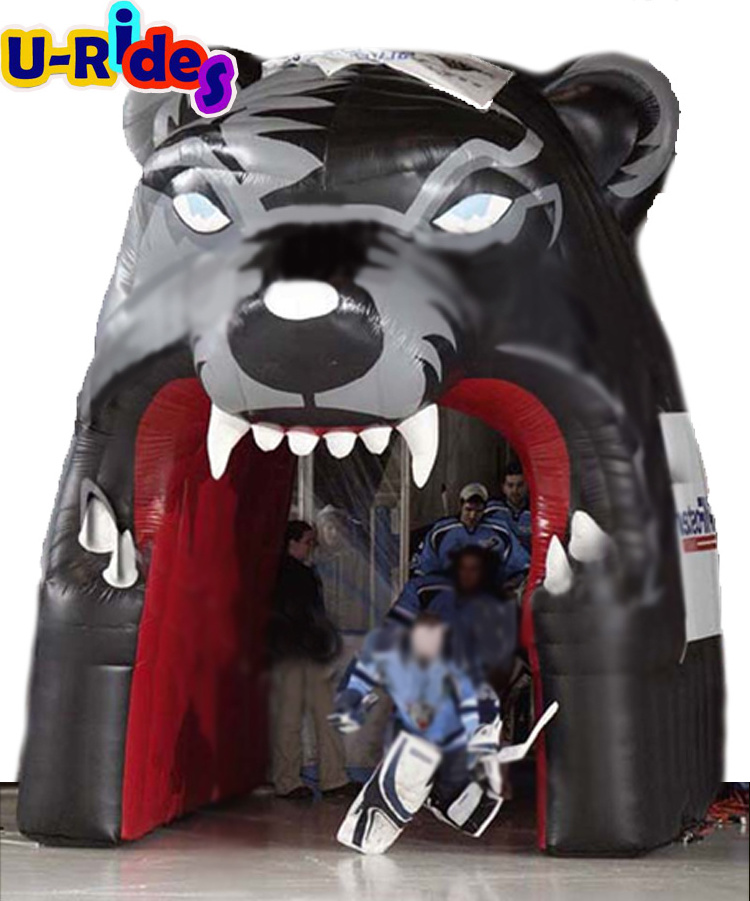 Wholesale pvc tarpaulin  college alliance sports event promotion inflatable tiger head tunnel tent for activity